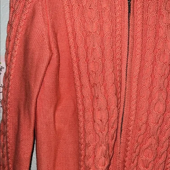 L.L. Bean Coral Zip-Up Sweater - Picture 3 of 7